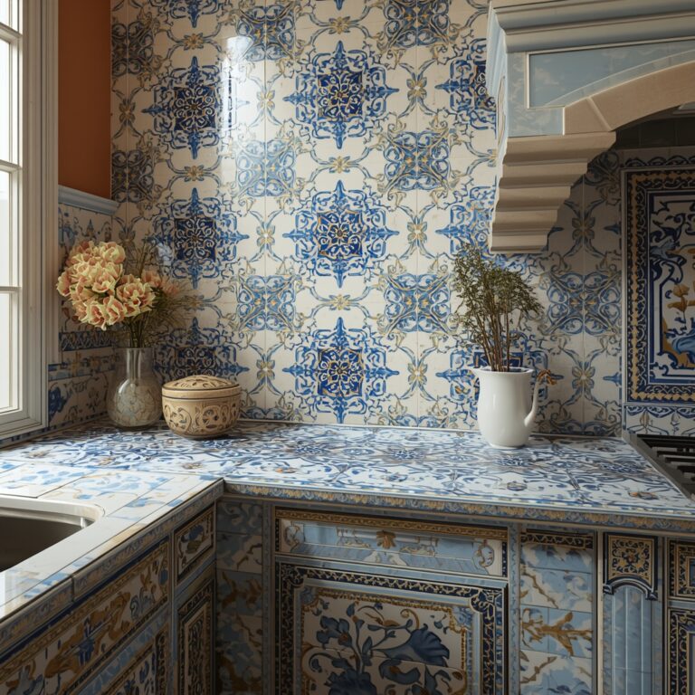 Mexican tiles in kitchen
