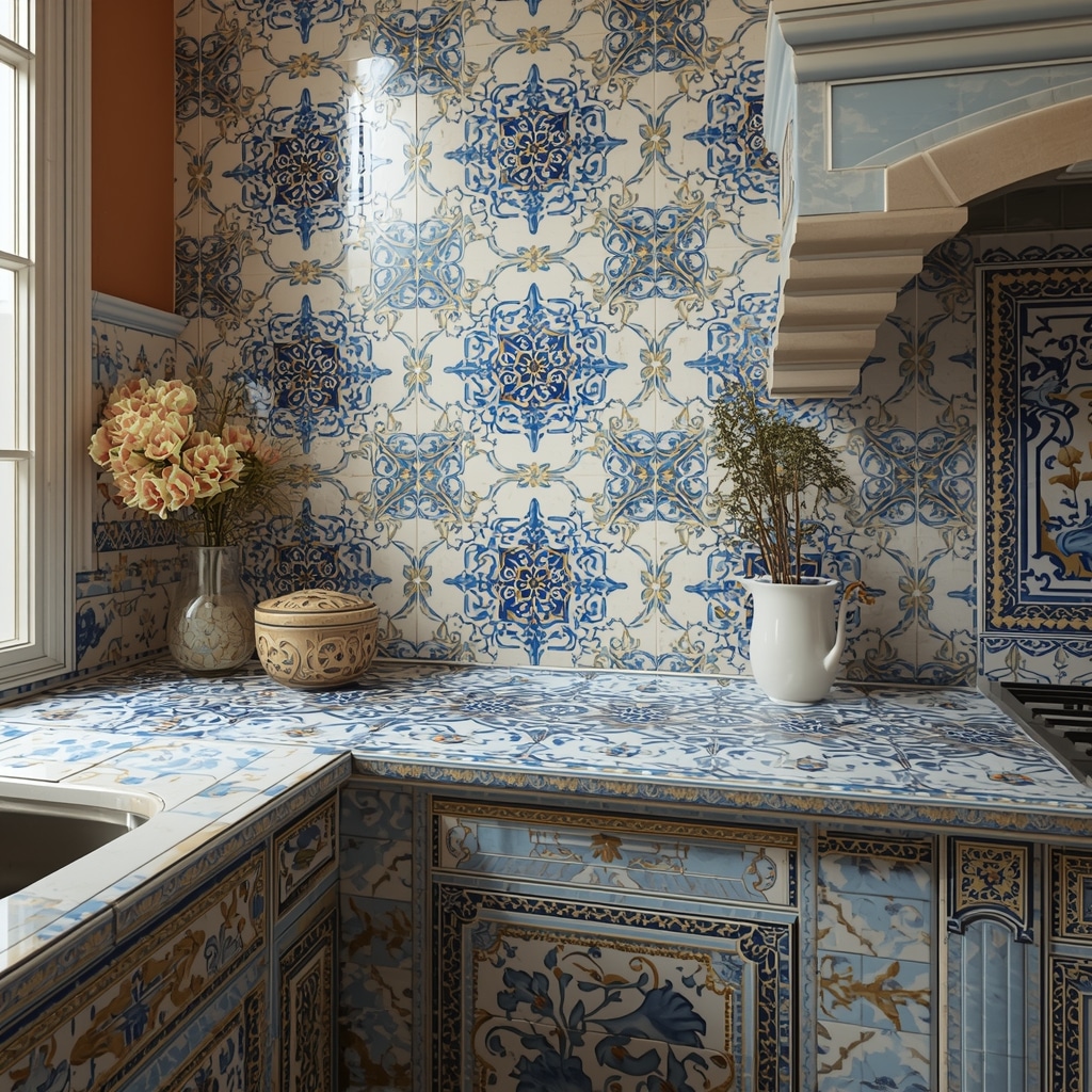 Mexican tiles in kitchen