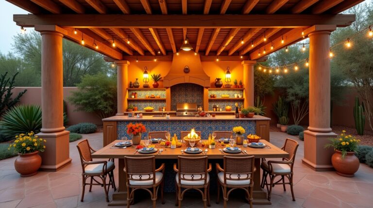 Mexican Outdoor Kitchen with Pergola Ideas